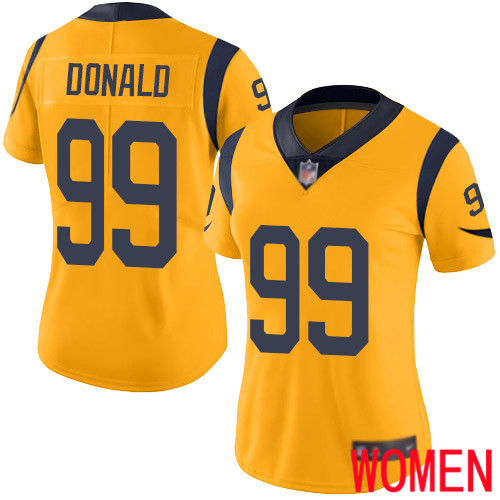 Los Angeles Rams Limited Gold Women Aaron Donald Jersey NFL Football 99 Rush Vapor Untouchable